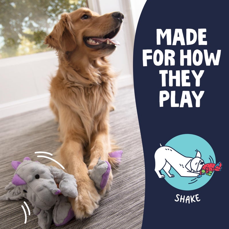 goDog Dragons Squeaky Plush Dog Toy with Chew Guard Technology, Durable Fabric & Squeaker for Active Play, Gray, Large - Image 5